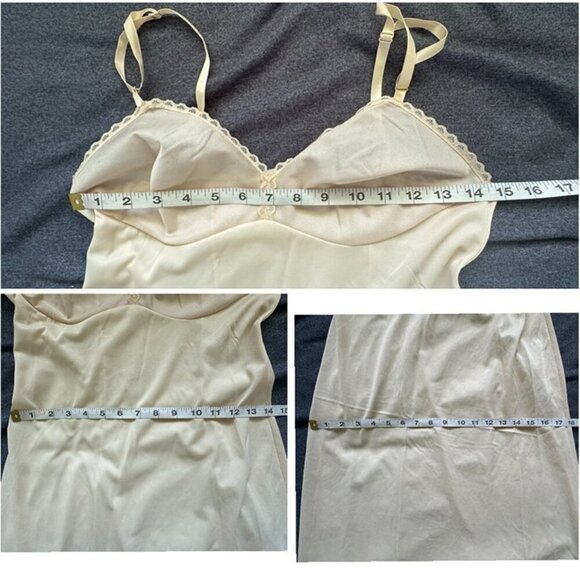 Vintage Vanity Fair Cream Chemise Slip on Gown Adjustable Straps Size Small - Picture 12 of 12